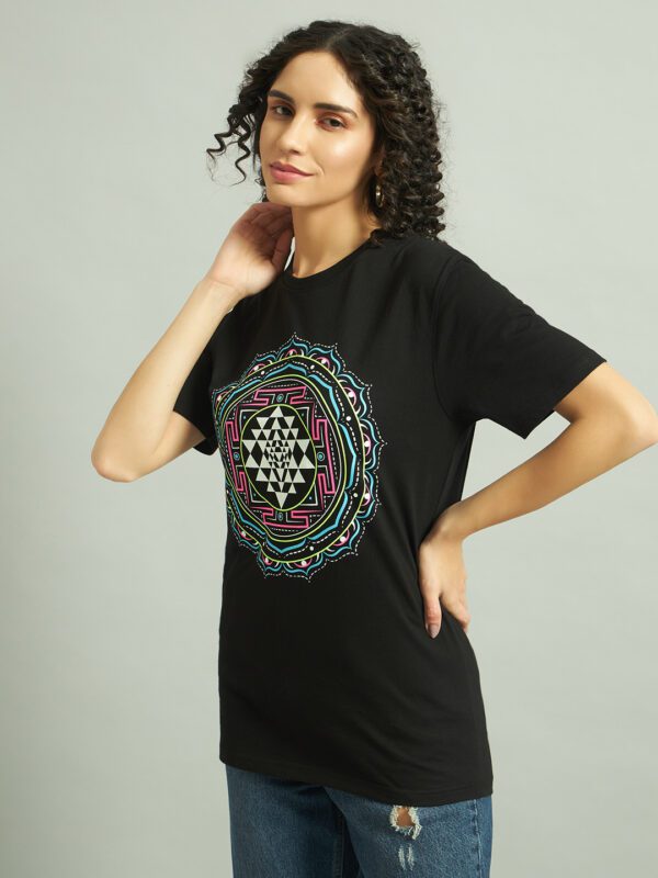 Shri Yantra Glow in the Dark | UV Light Reactive Women T-Shirt
