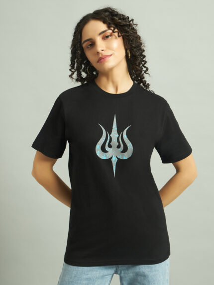 Cotton Regular Fit Trishul Head Printed T-Shirt