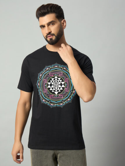Cotton Regular Fit SHRI YANTRA T-Shirt