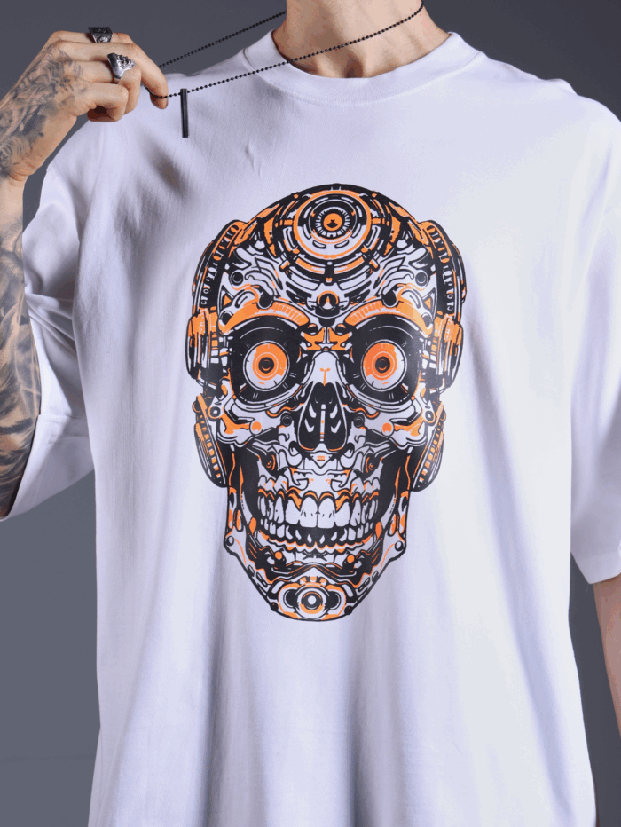 DJ Skull Oversize Printed T-Shirt - Image 2