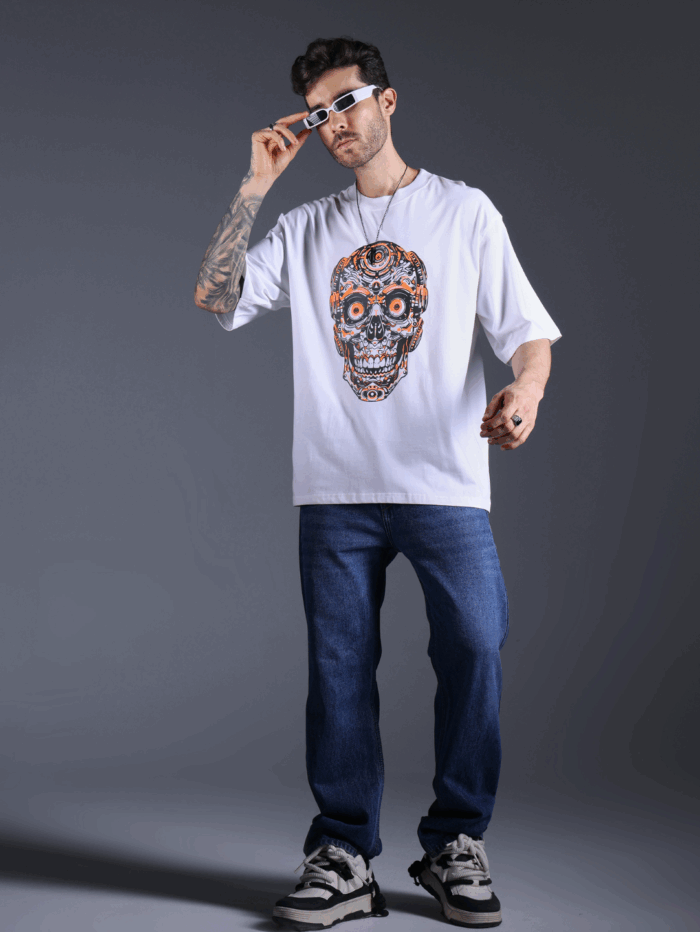 DJ Skull Oversize Printed T-Shirt - Image 5