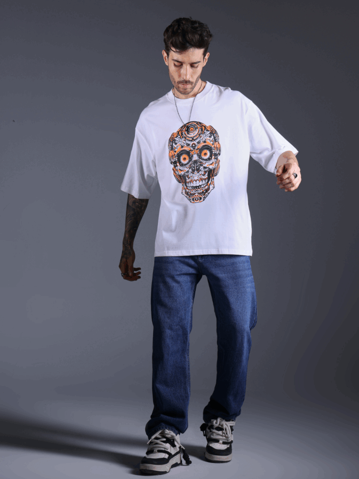 DJ Skull Oversize Printed T-Shirt - Image 4