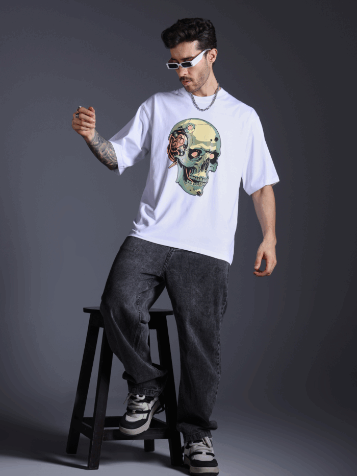 Robo Skull Oversized Printed T-Shirt - Image 3