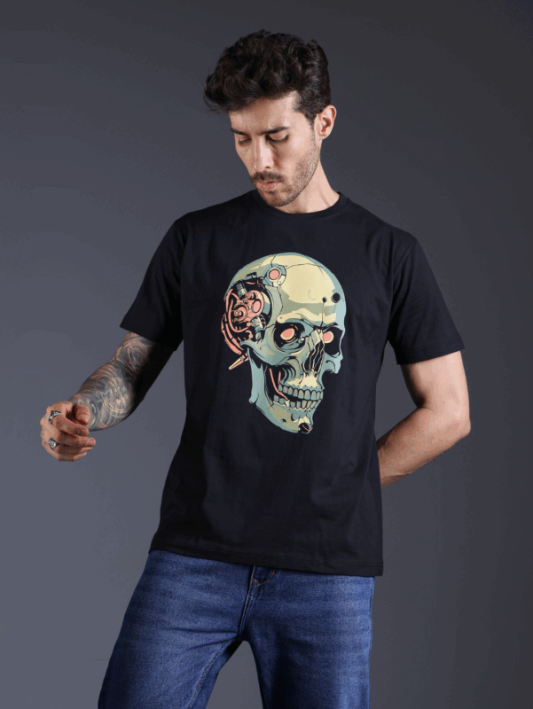 Robo Skull Printed T-Shirt for Men