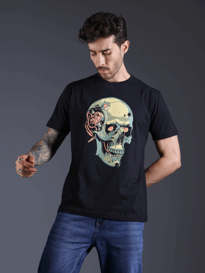 ROBO SKULL PRINTED T-SHIRT FOR MEN - Image 1
